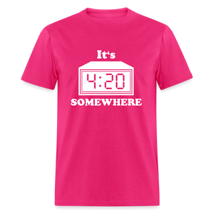 Unisex 4:20 Print T Shirt - fuchsia