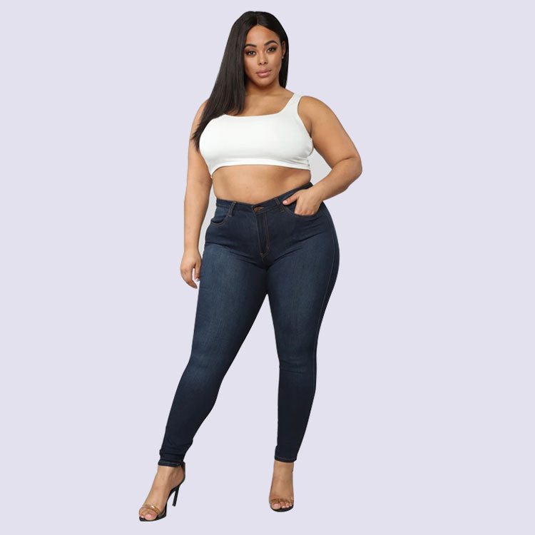 Women's Plus Size High Elastic Denim Jeans - Shirtafied