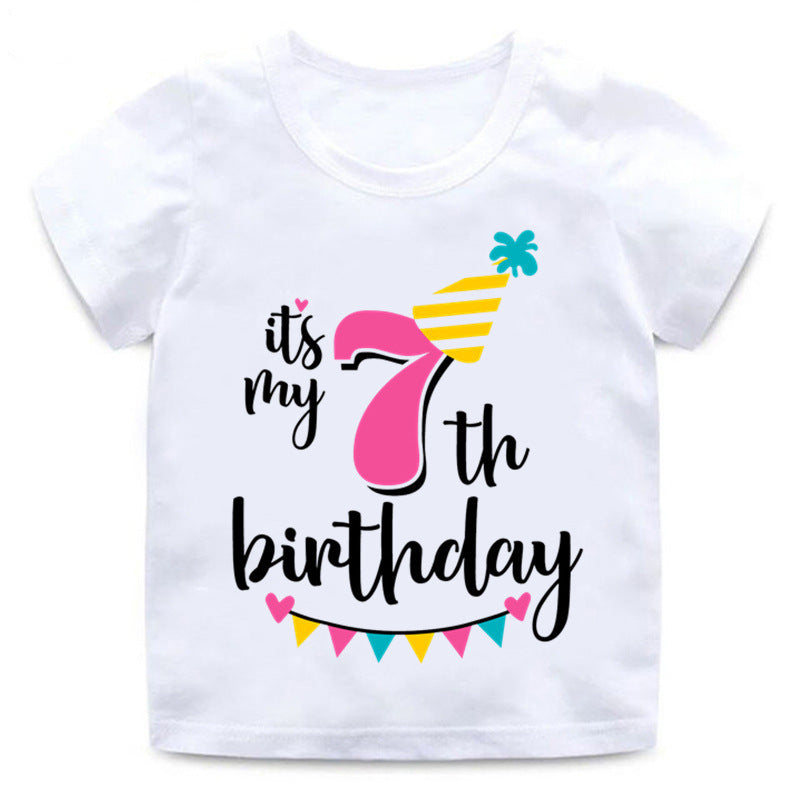 Babies Birthday Numbers to 1 to 9 YRS  Print Short Sleeve T Shirt - Shirtafied