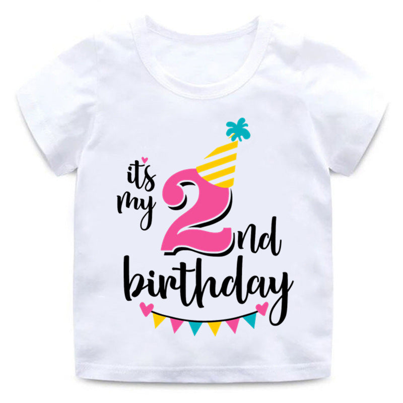 Babies Birthday Numbers to 1 to 9 YRS  Print Short Sleeve T Shirt - Shirtafied