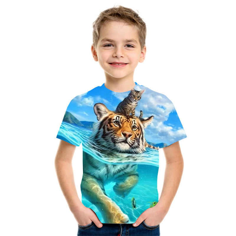 Boys 3D Digital Printing Short Sleeve T Shirt - Shirtafied