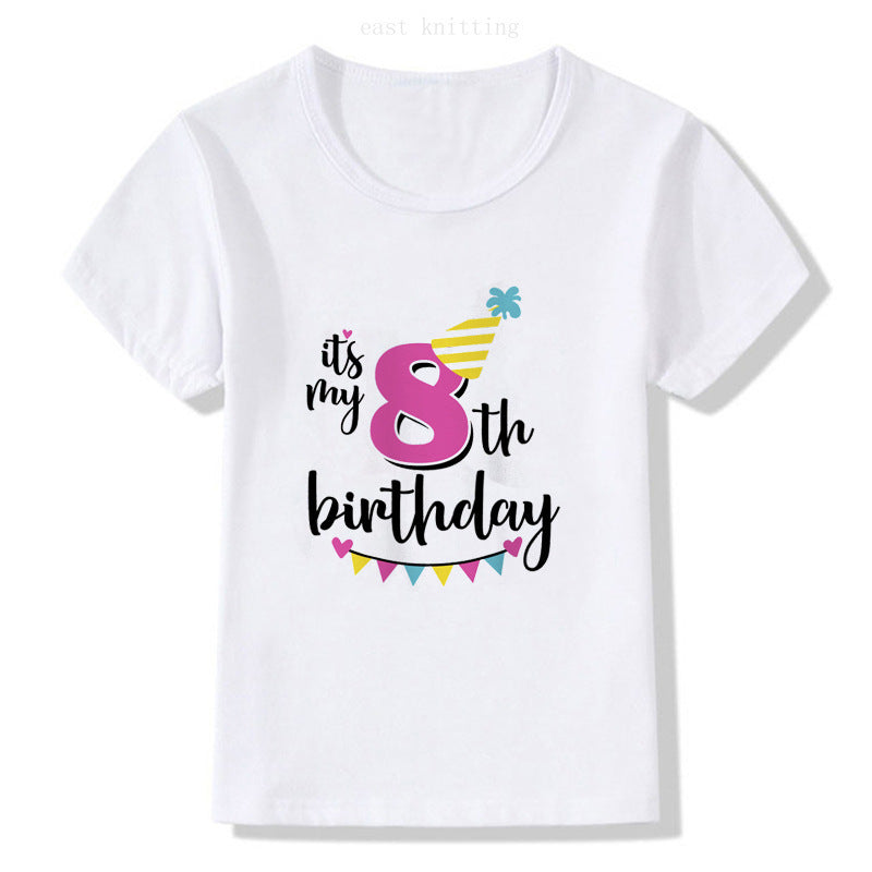 Babies Birthday Numbers to 1 to 9 YRS  Print Short Sleeve T Shirt - Shirtafied