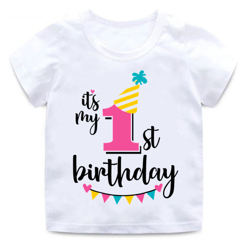 Babies Birthday Numbers to 1 to 9 YRS  Print Short Sleeve T Shirt - Shirtafied