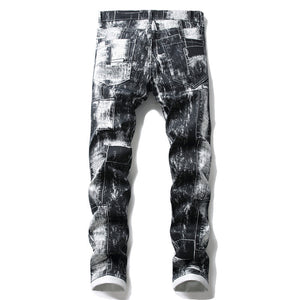 Youth Printed Straight Black Zipper  Front Casual Pants - Shirtafied