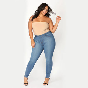 Women's Plus Size High Elastic Denim Jeans - Shirtafied