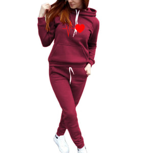 Women's 2 Piece Valentines Print Hooded Tracksuit - Shirtafied