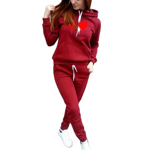 Women's 2 Piece Valentines Print Hooded Tracksuit - Shirtafied