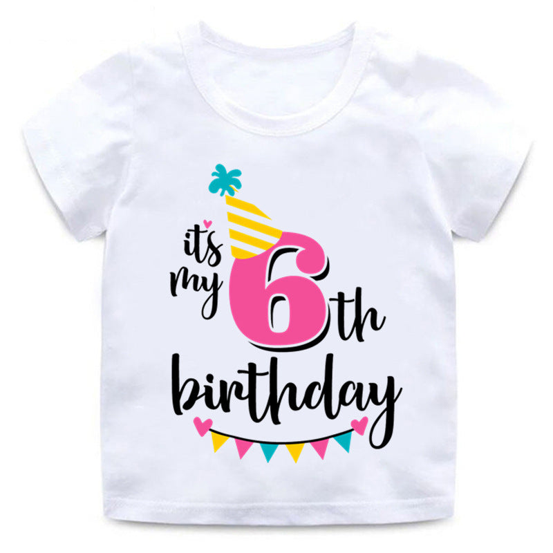 Babies Birthday Numbers to 1 to 9 YRS  Print Short Sleeve T Shirt - Shirtafied