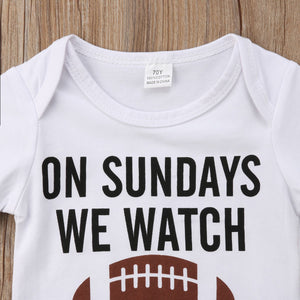 Babies We Watch Football With Daddy Print Romper - Shirtafied