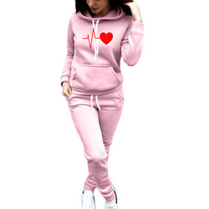 Women's 2 Piece Valentines Print Hooded Tracksuit - Shirtafied