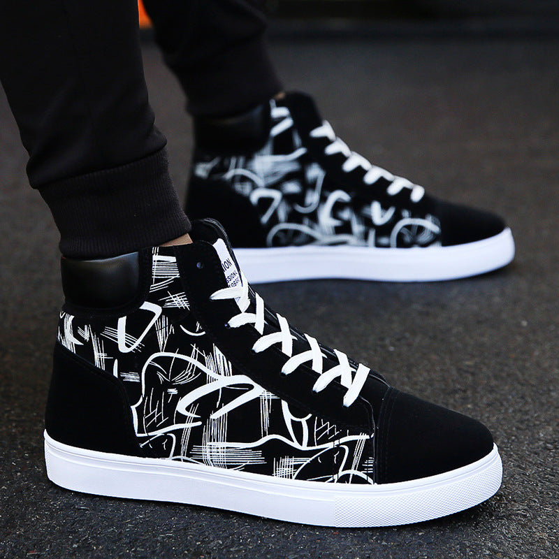 Men's High Top Graffitti Canvas Shoes - Shirtafied