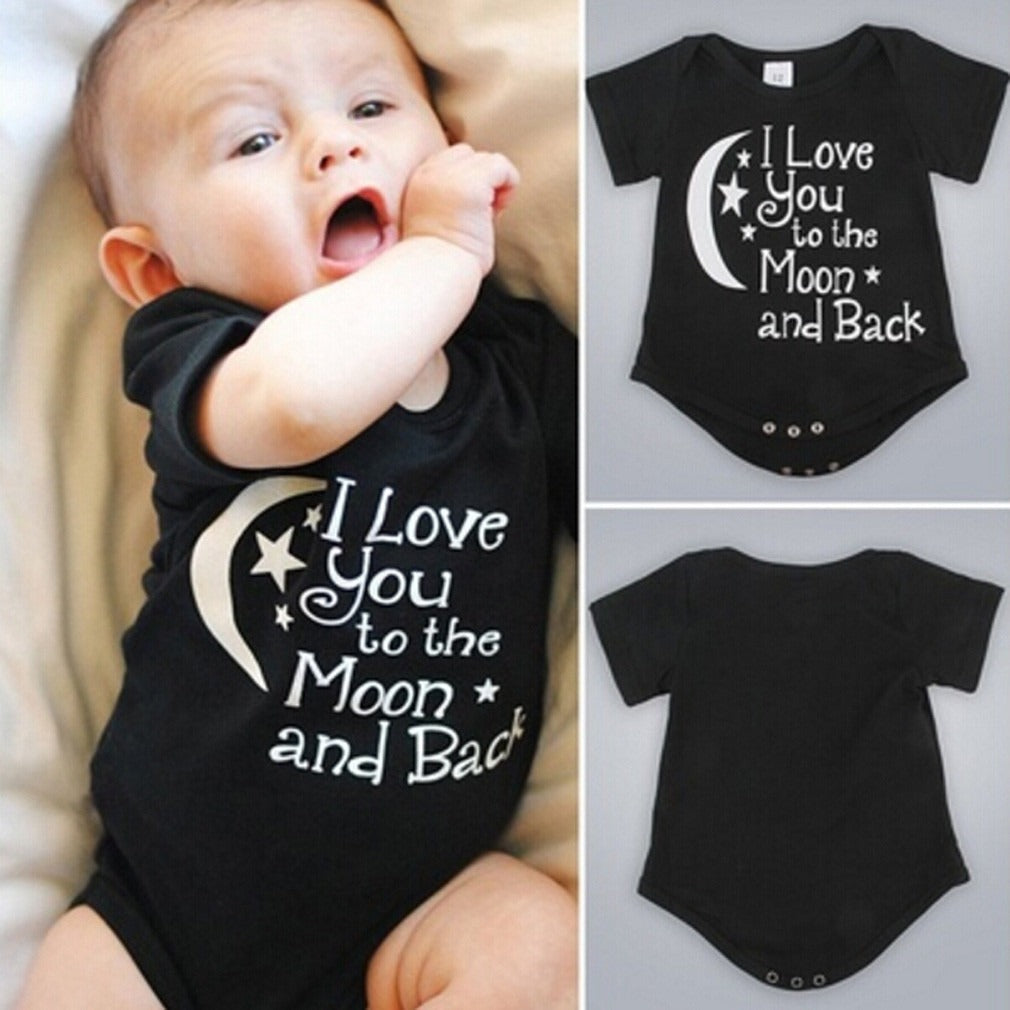 Babies Moon Star Letter Print One Piece Romper - Shirtafied