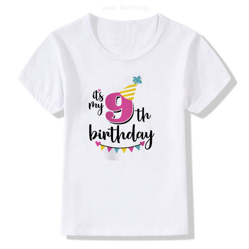 Babies Birthday Numbers to 1 to 9 YRS  Print Short Sleeve T Shirt - Shirtafied