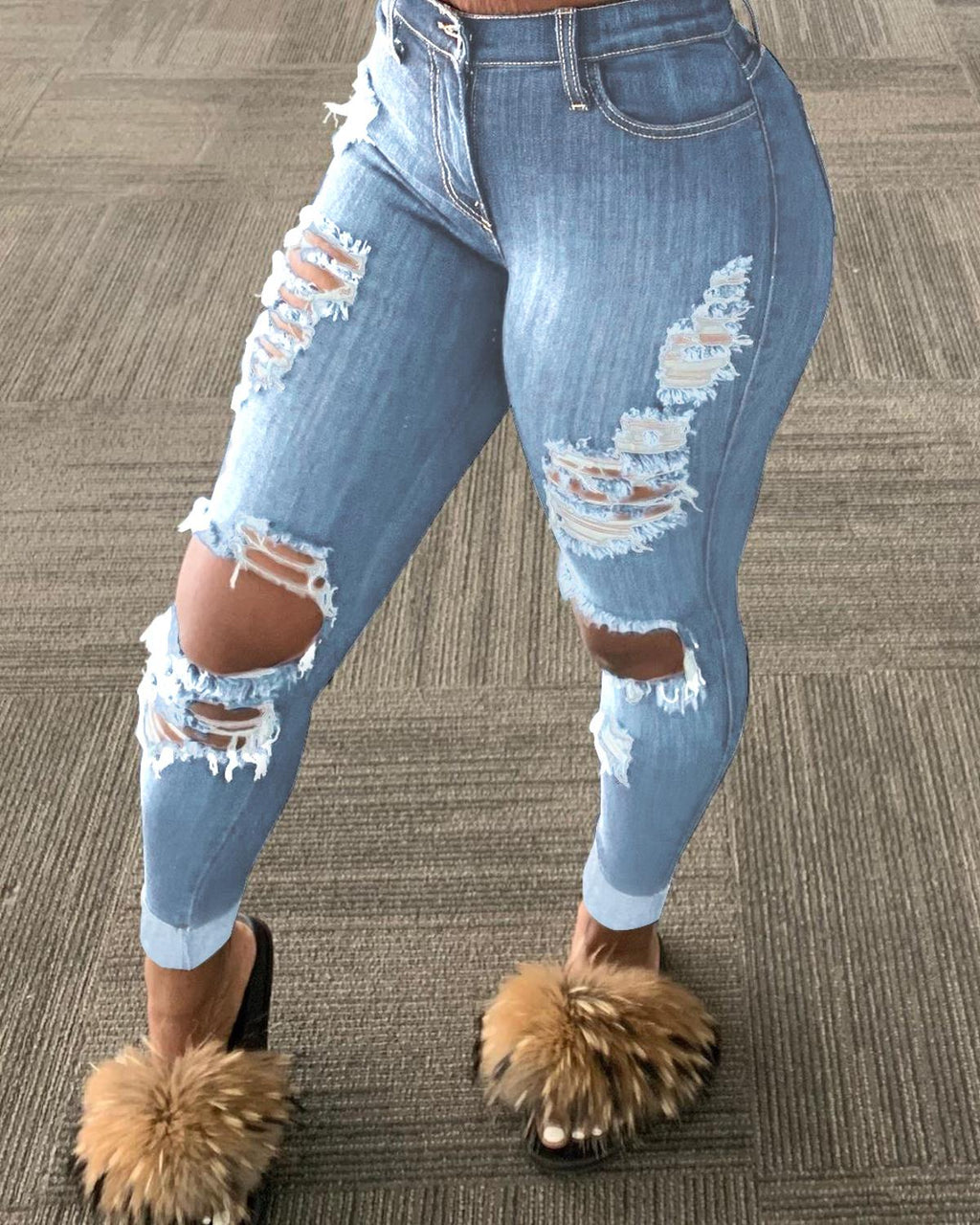 Women's Explosion style Ripped Denim Jeans - Shirtafied