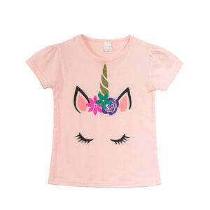 Girls Cartoon Unicorn Print T Shirt - Shirtafied