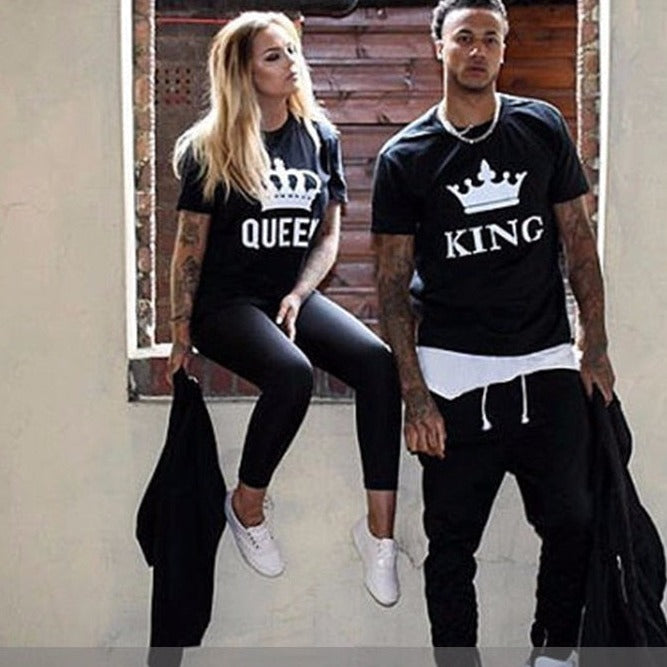 Couples 2 Piece Matching Lovers Queens and Kings Print T Shirt Sets - Shirtafied