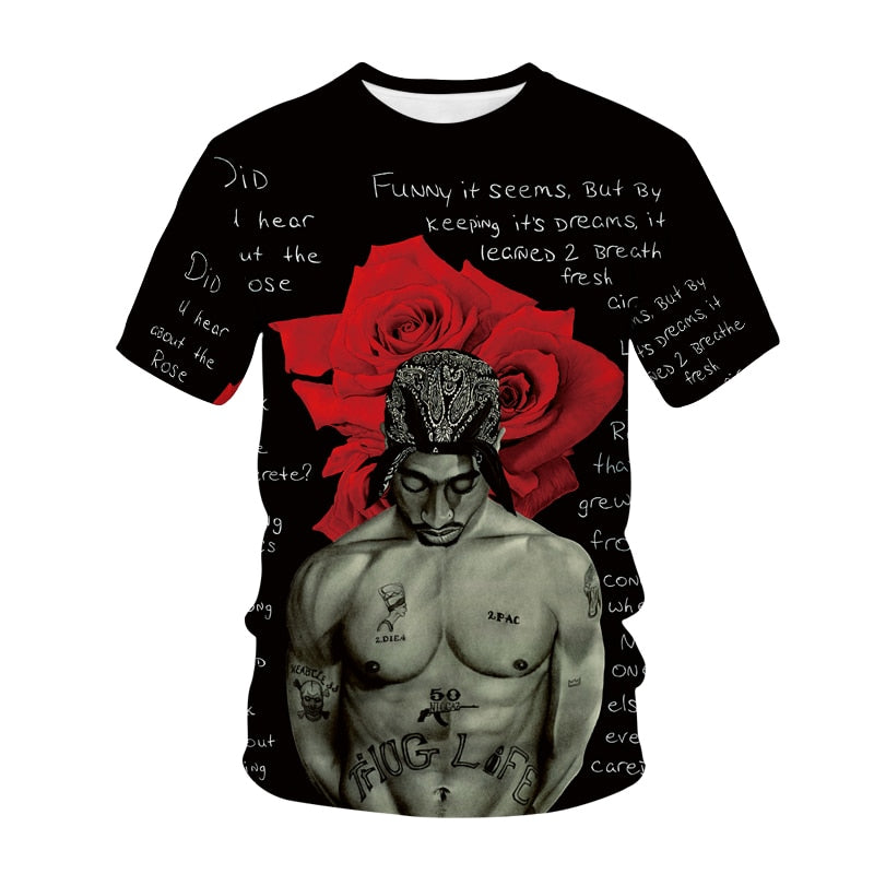 Men's 3D Print Tupac T Shirt - Shirtafied