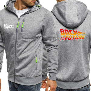 Men's Back To The Future Print Zipper Hoodie - Shirtafied