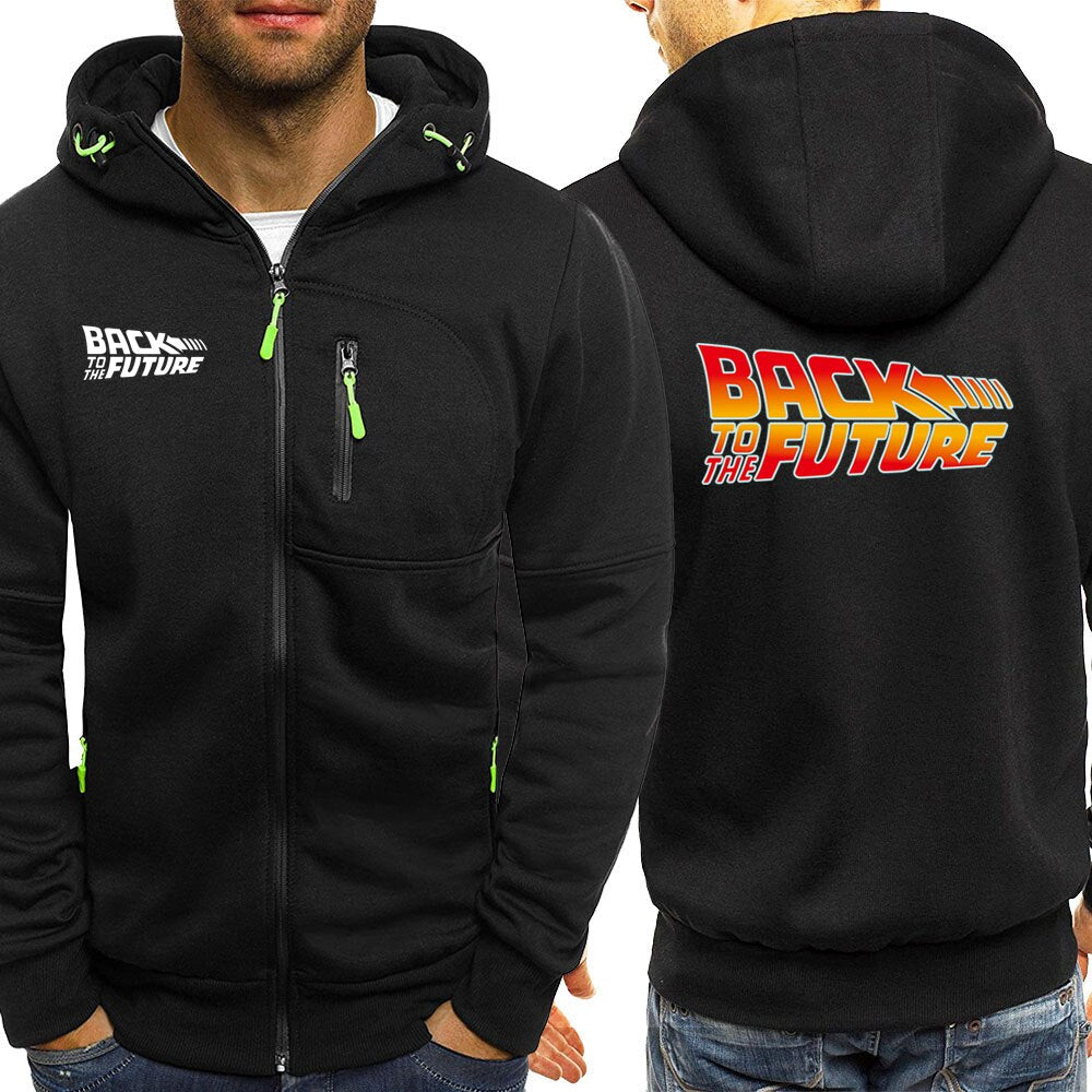 Men's Back To The Future Print Zipper Hoodie - Shirtafied