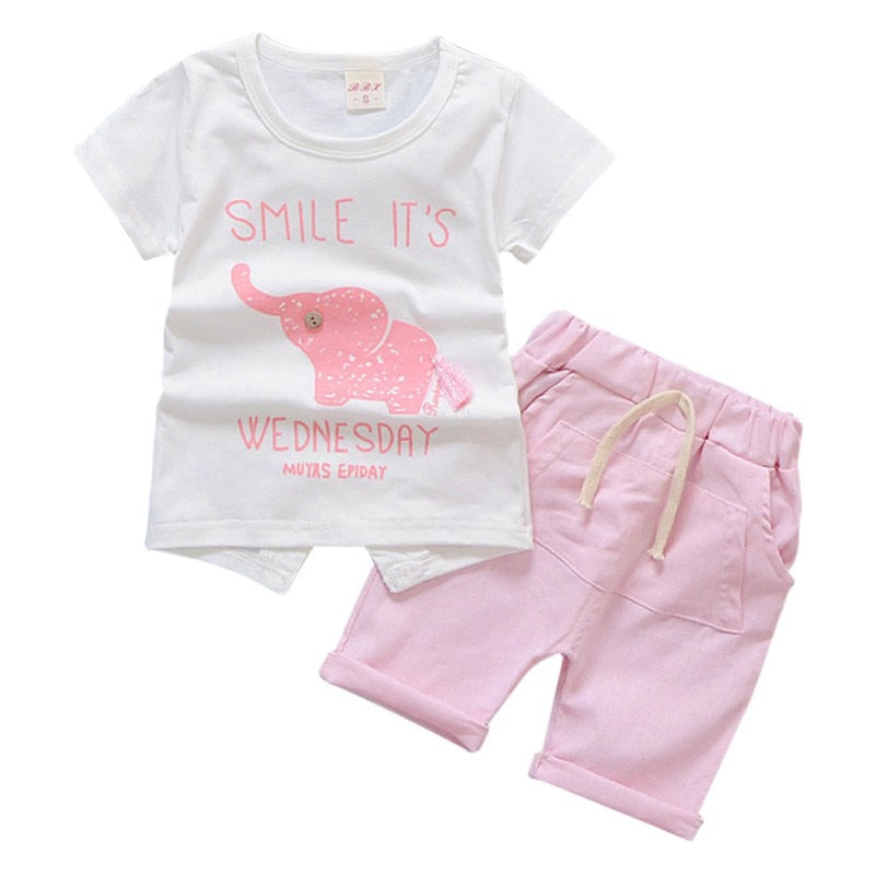 Babies 2 Piece Elephant Print Short Set - Shirtafied