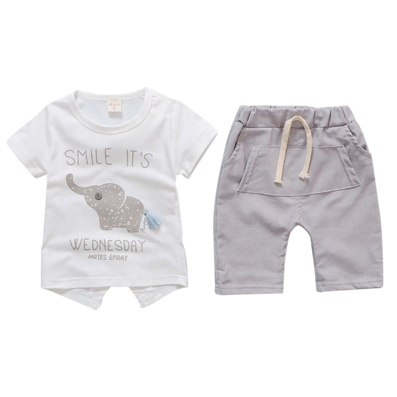 Babies 2 Piece Elephant Print Short Set - Shirtafied