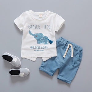 Babies 2 Piece Elephant Print Short Set - Shirtafied