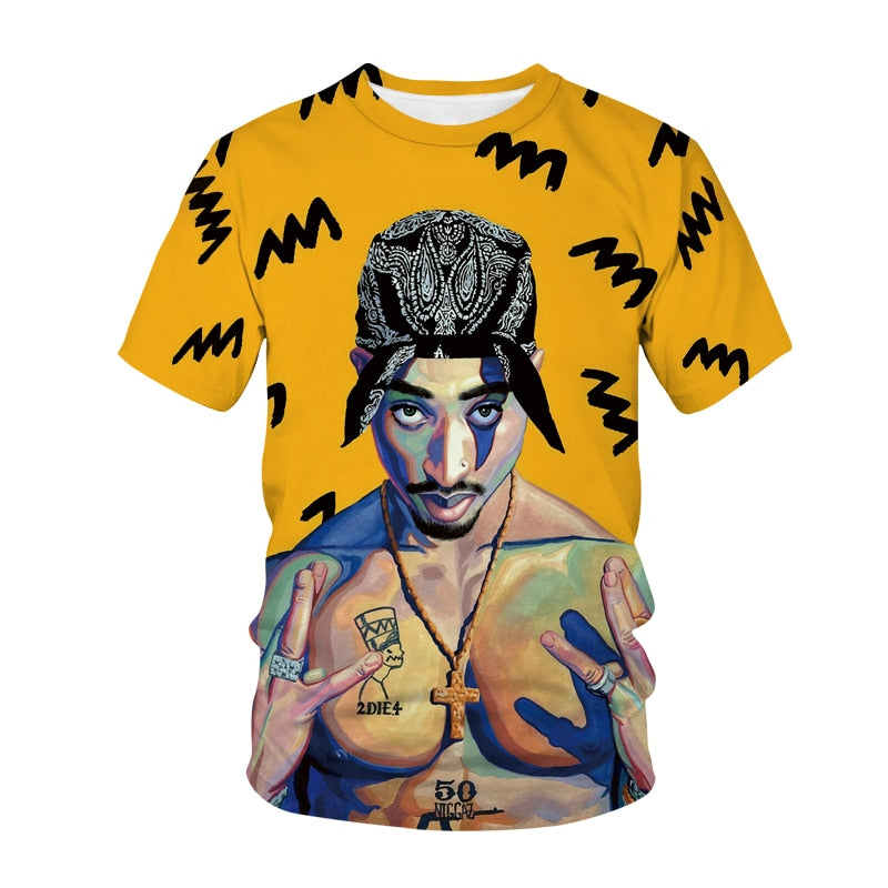 Men's 3D Print Tupac T Shirt - Shirtafied