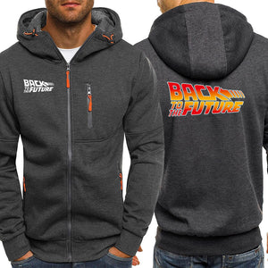 Men's Back To The Future Print Zipper Hoodie - Shirtafied