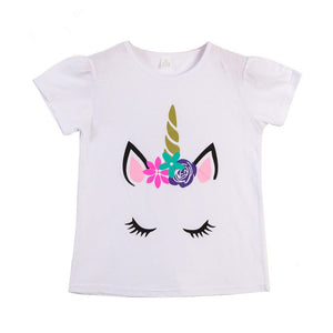 Girls Cartoon Unicorn Print T Shirt - Shirtafied