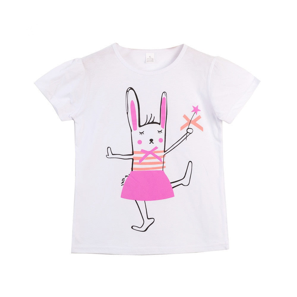 Girls Cartoon Unicorn Print T Shirt - Shirtafied