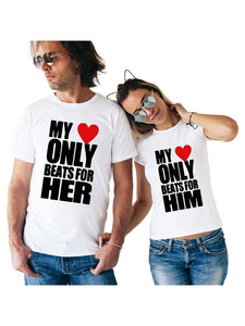 Couples His and Hers Matching 2 Piece Love Hearts Print T Shirts - Shirtafied