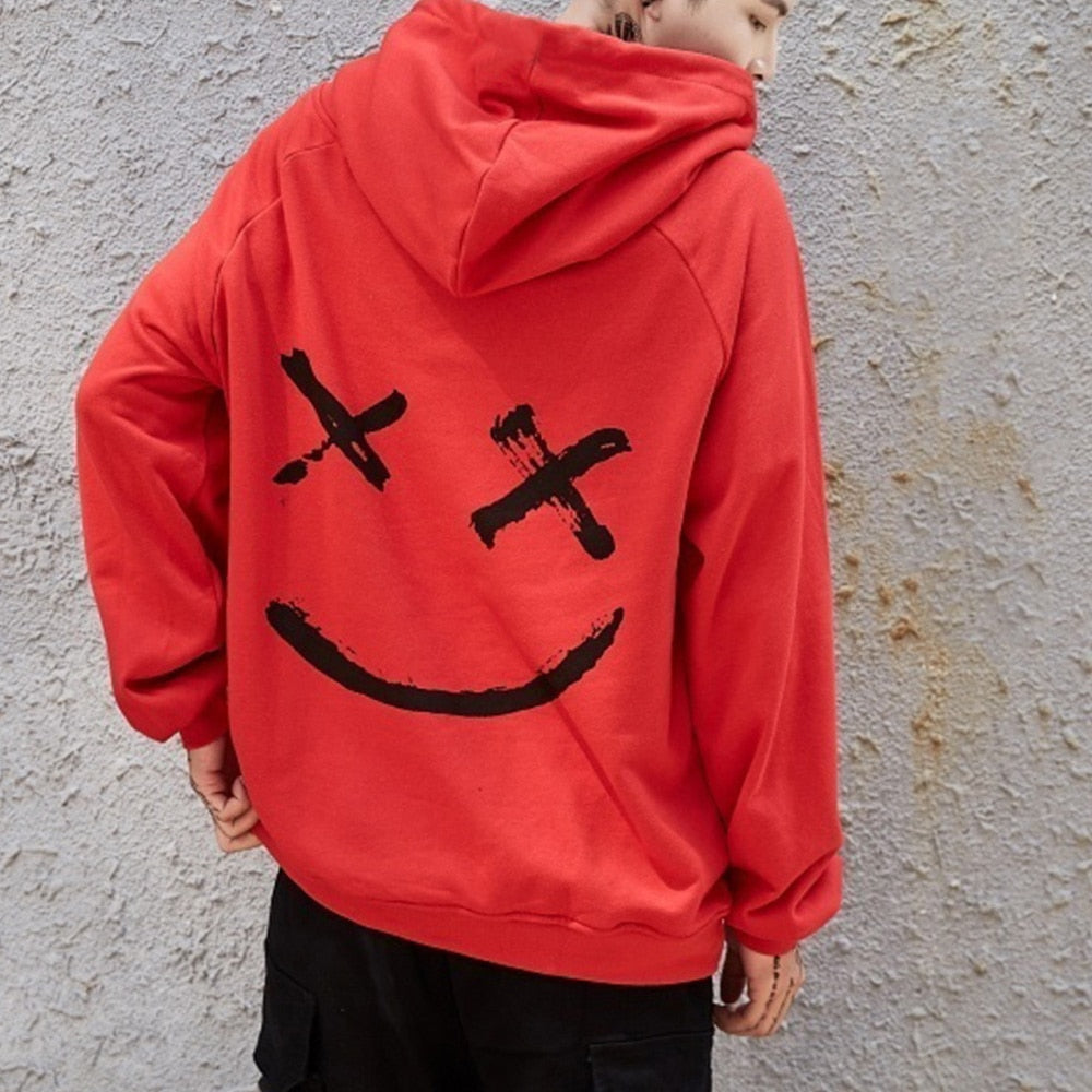 Unisex Smiling Face Print Pullover Hoodie - Shirtafied