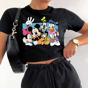 Women's Funny Print Character Friends Crop Top - Shirtafied