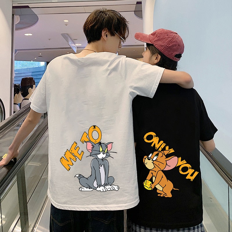 Couples Matching Cartoon Characters Print T Shirts - Shirtafied