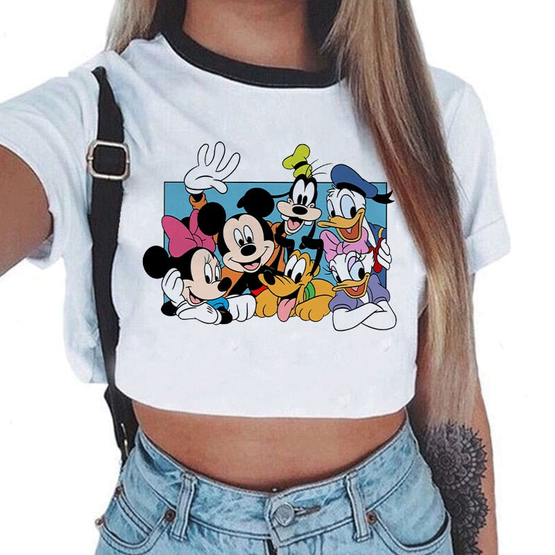 Women's Funny Print Character Friends Crop Top - Shirtafied