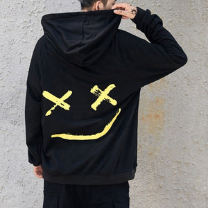 Unisex Smiling Face Print Pullover Hoodie - Shirtafied