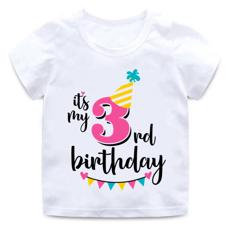 Babies Birthday Numbers to 1 to 9 YRS  Print Short Sleeve T Shirt - Shirtafied