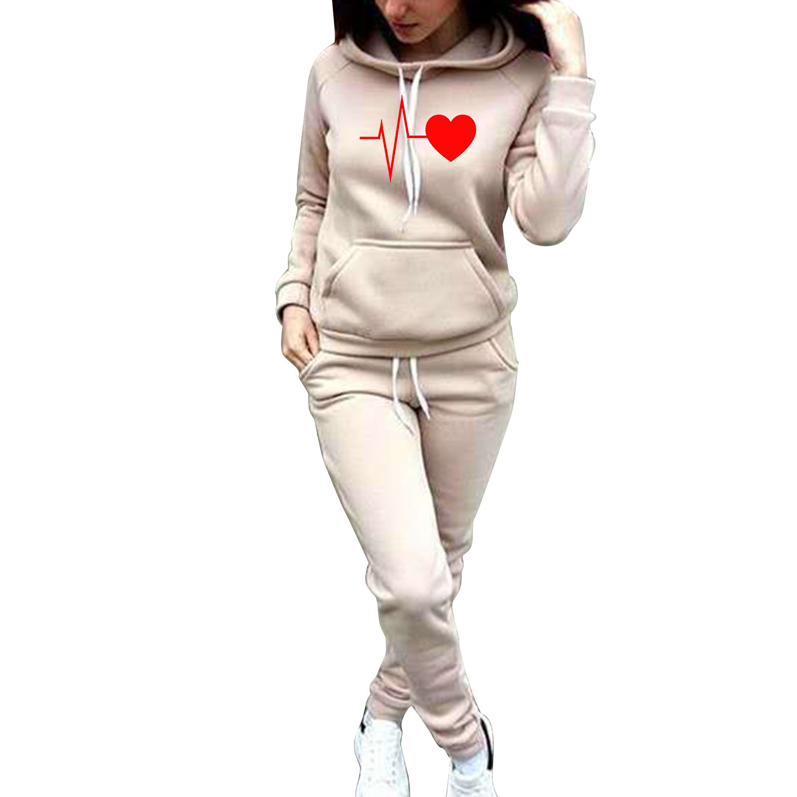 Women's 2 Piece Valentines Print Hooded Tracksuit - Shirtafied