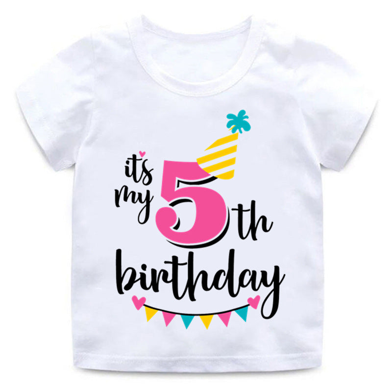 Babies Birthday Numbers to 1 to 9 YRS  Print Short Sleeve T Shirt - Shirtafied