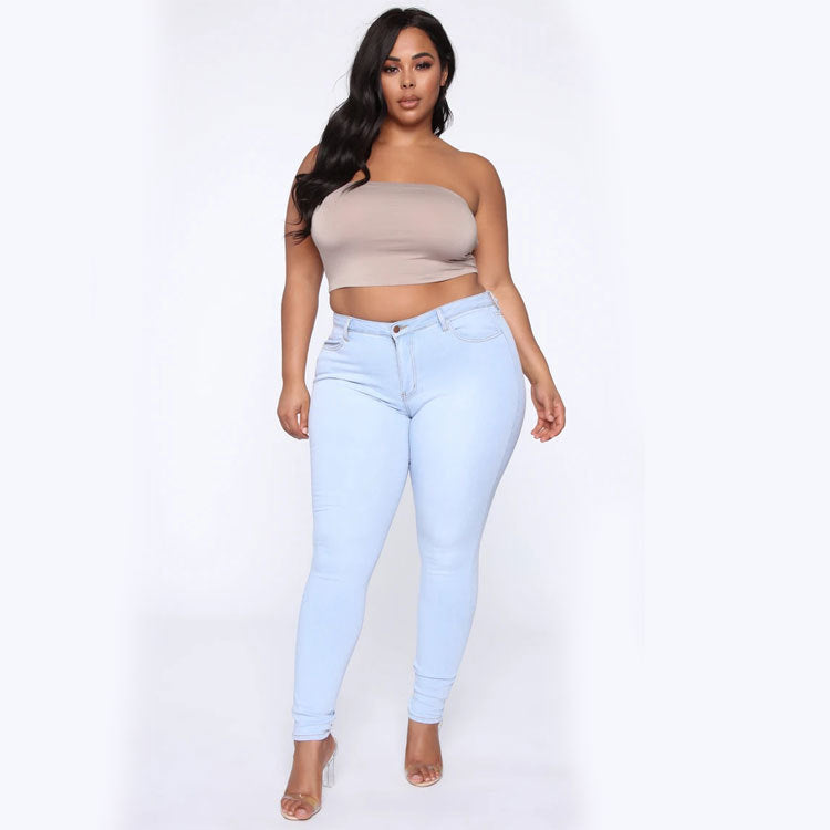 Women's Plus Size High Elastic Denim Jeans - Shirtafied