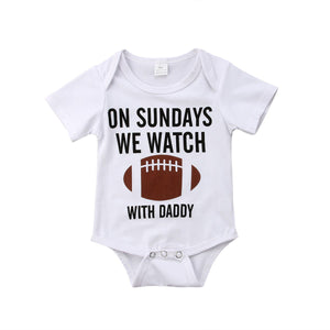 Babies We Watch Football With Daddy Print Romper - Shirtafied