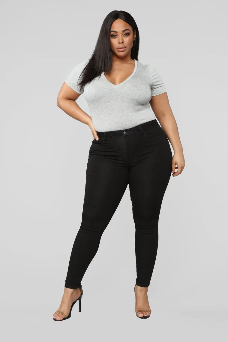 Women's Plus Size High Elastic Denim Jeans - Shirtafied