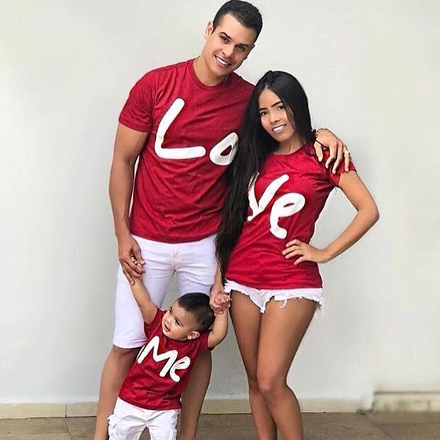 Family Matching 3 Piece Love Me Print T Shirts - Shirtafied