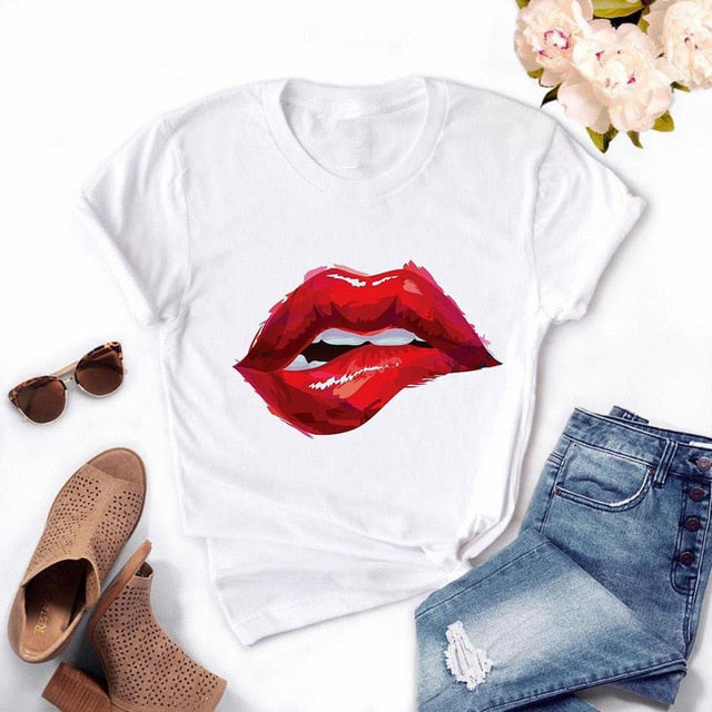 Girls Lips Print T Shirt - Shirtafied