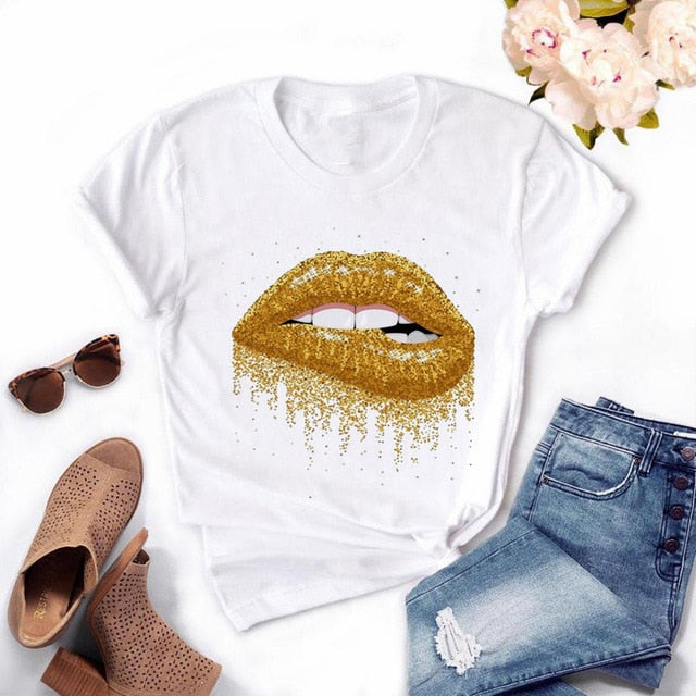 Girls Lips Print T Shirt - Shirtafied