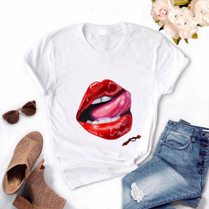 Girls Lips Print T Shirt - Shirtafied