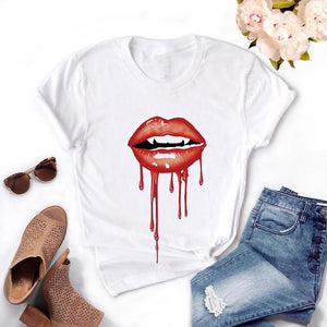 Girls Lips Print T Shirt - Shirtafied