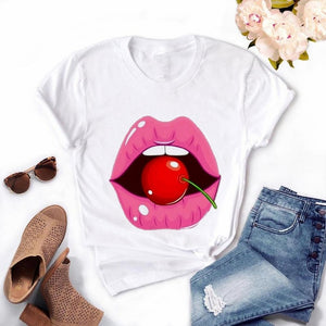 Girls Lips Print T Shirt - Shirtafied