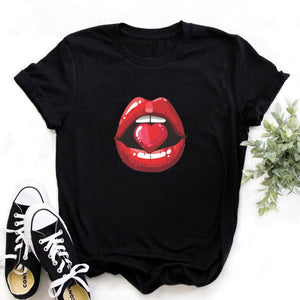 Girls Lips Print T Shirt - Shirtafied