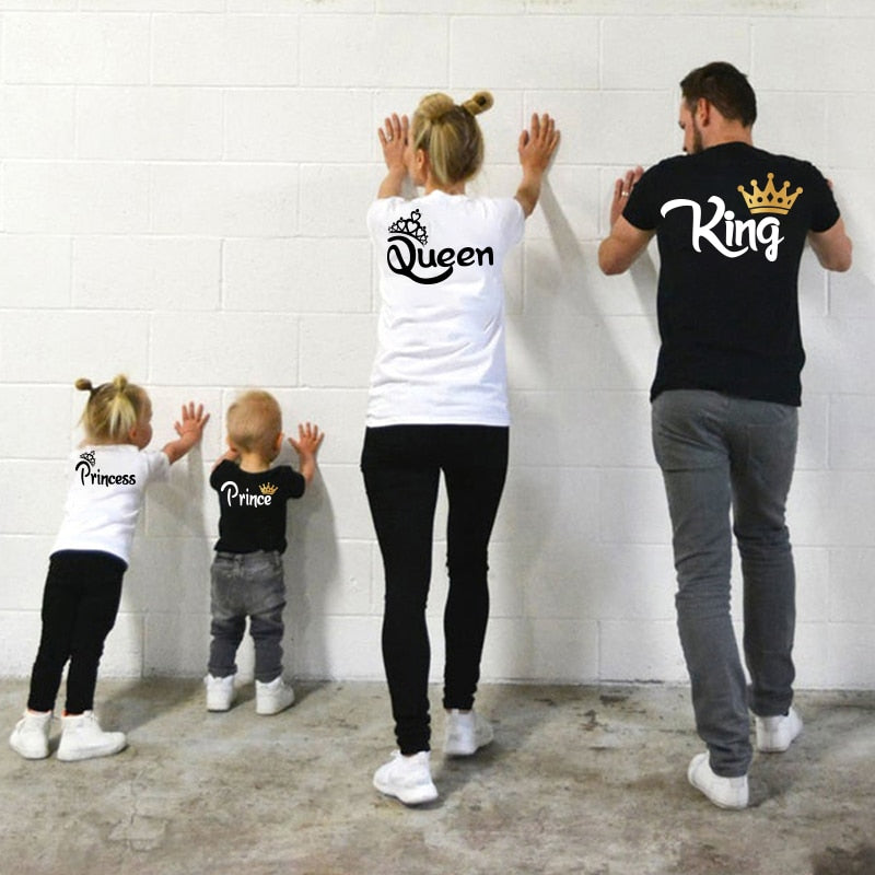 Family Matching 4 Piece King and Queen Prince and Princess T Shirt Sets - Shirtafied